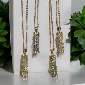 Luminous Dragon Wrap Pillar Gemstone Necklace